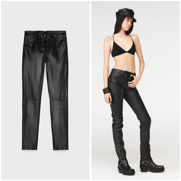 Zara x Steven Meisel + Drawcord 100% Leather Pants - Picture 1 of 3